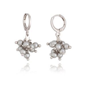 EARRING CLICK PEARLS SILVER + WHITE RHODIUM PLATED